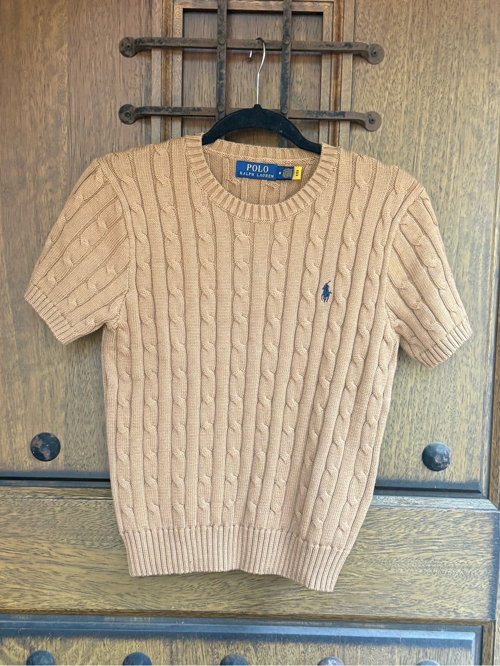 Polo Ralph Lauren Caramel Cable-Knit Short Sleeve Crewneck Sweater Size M